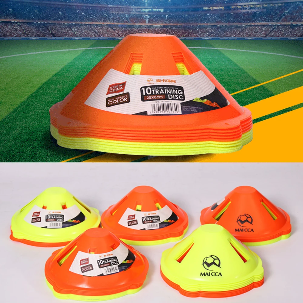 

10pcs/lot 23cm Soccer Training Sign Flat Pressure Resistant Cones Marker Discs Bucket Marker PE Football Training Accessories