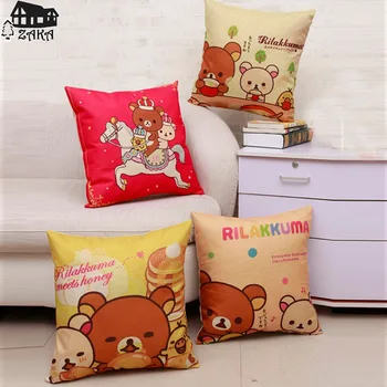 

17" thicker cute cartoon Winnie bear square cotton linen home sofa decorative cushion cover Car seat pillow cover Gift 43cmx43cm