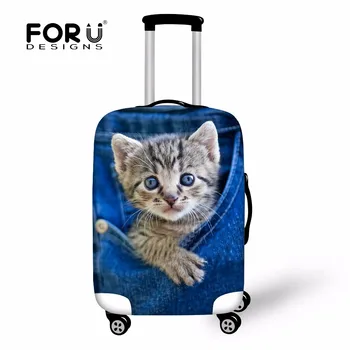 

FORUDESIGNS Animal Print Travel Luggage Protective Cover for 18-32 Suitcase,Cat Elastic Cover Dust Waterproof Accessories Covers