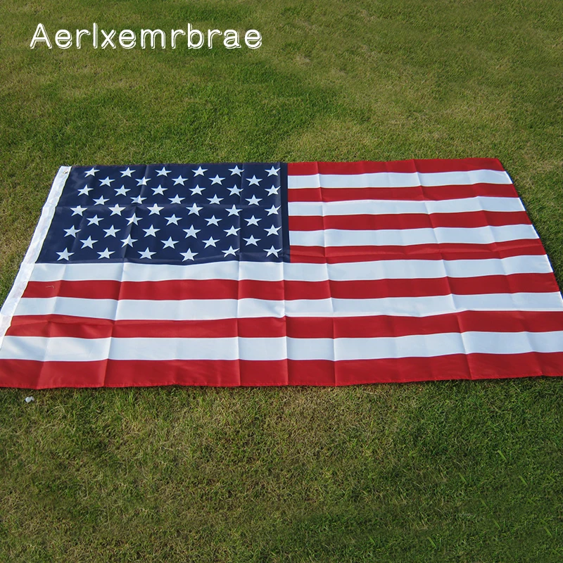 free shipping aerxemrbrae flag150x90cm us flag High Quality Double Sided Printed Polyester American Flag Grommets USA Flag