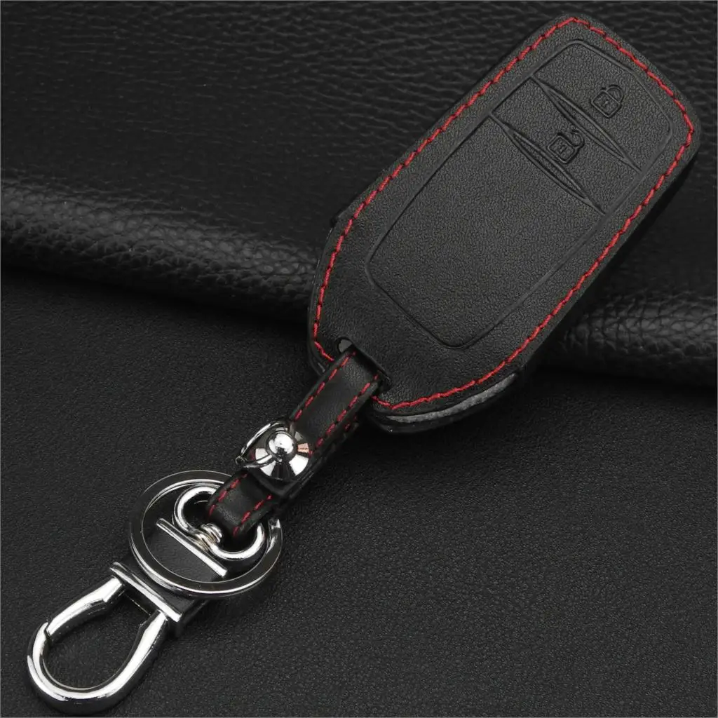 

Jingyuqin 2 Buttons Leather Remote Car Key Case for Toyota CHR C-HR 2017 Prius Remote Car Key Cover Case Styling