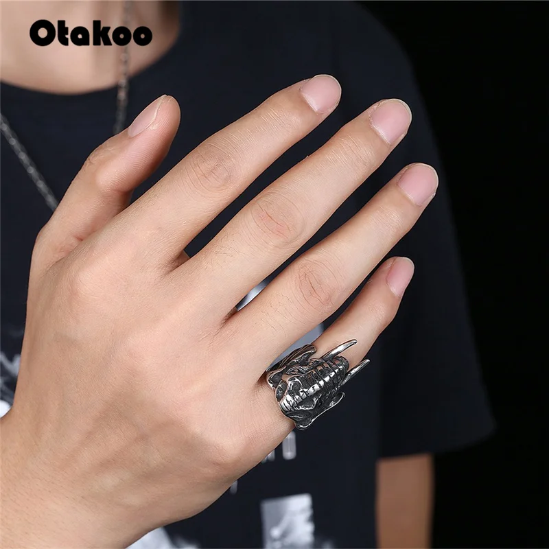 Мужское и женское Винтажное кольцо Otakoo серебряное в стиле панк из нержавеющей