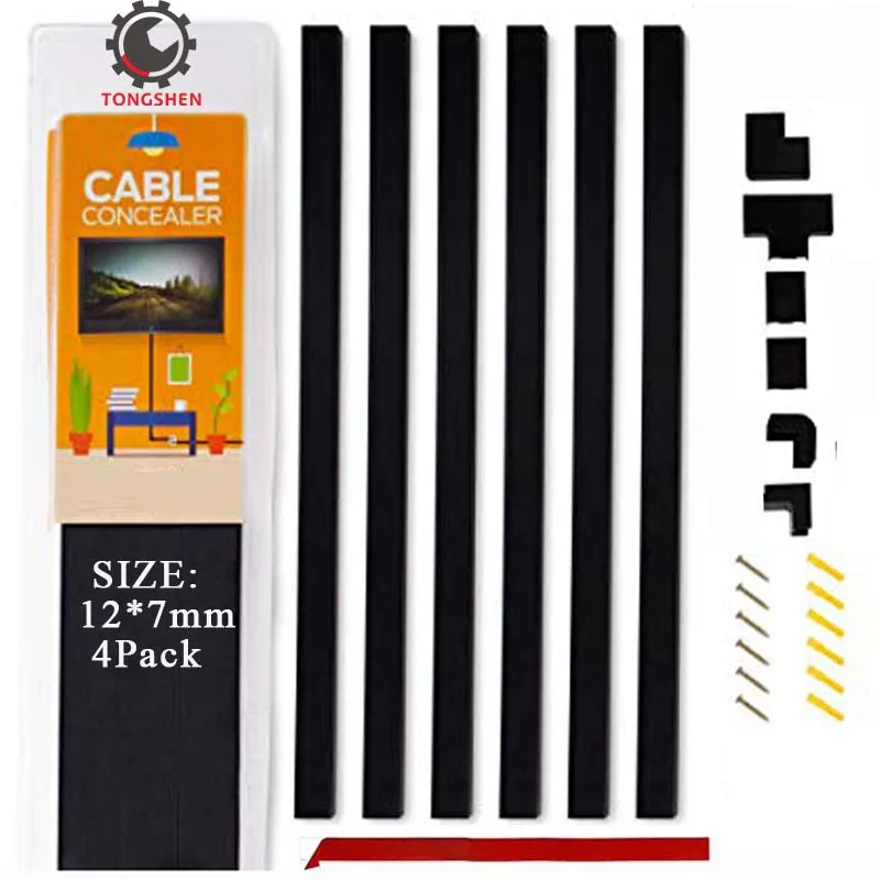 

20x10mm Black One-Cord Channel Cable Concealer Mini Wire Cover Cable Cable Raceway Kit for Hiding a Single Ethernet Cable Wires