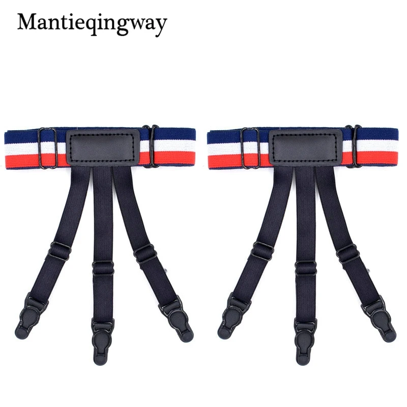 Mantieqingway Бизнес Мужская Рубашка Остается подвязкой регулируемые подтяжки эластичные футболки держатель Подвязки Пояс - Цвет: red white blue