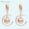 S & Z creux sphérique 585 or Rose Dangle boucles d'oreilles japonais sud-coréen nouvelle mode Eardrop pour les femmes de mariage bijoux fins ► Photo 1/6