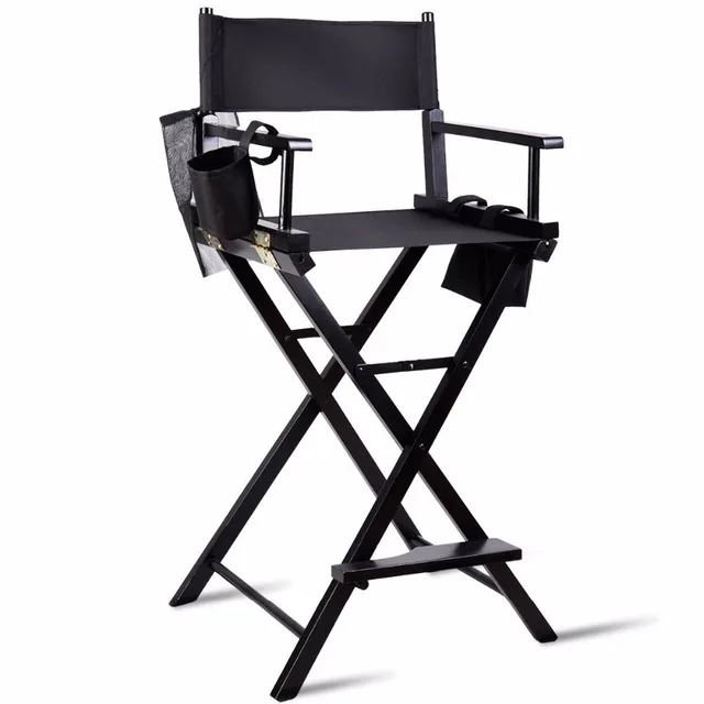 Cheap Giantex Foldable Wood Camping Directors Chair Makeup Artist Light Weight w/ Side Bags Home Furniture HW56211