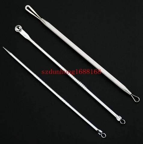Ferramenta de Cosméticos de Cuidados da Pele Prata Cravo Comedão Remover Acne Blemish Pimple Extractor 500 Pcs