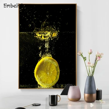 

Embelish 1 Pieces Large Size Wall Art Posters For Living Room Water Lemon Fruits Pictures Kitchen Home Decor HD Canvas Paintings