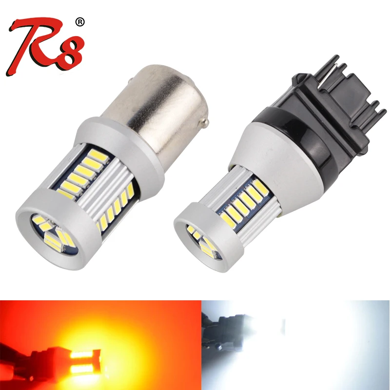 

2PCS 12V 24V 1156 T20 W21/5W 7443 P21/5W 800LM W21W Car LED Bulb 7440 bay15d White Amber Red Auto DRL Stop Reverse Tail Light