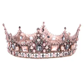 

Women Rhinestone Faux Pearl Crown Tiara Princess Bride Headband Wedding Headwear
