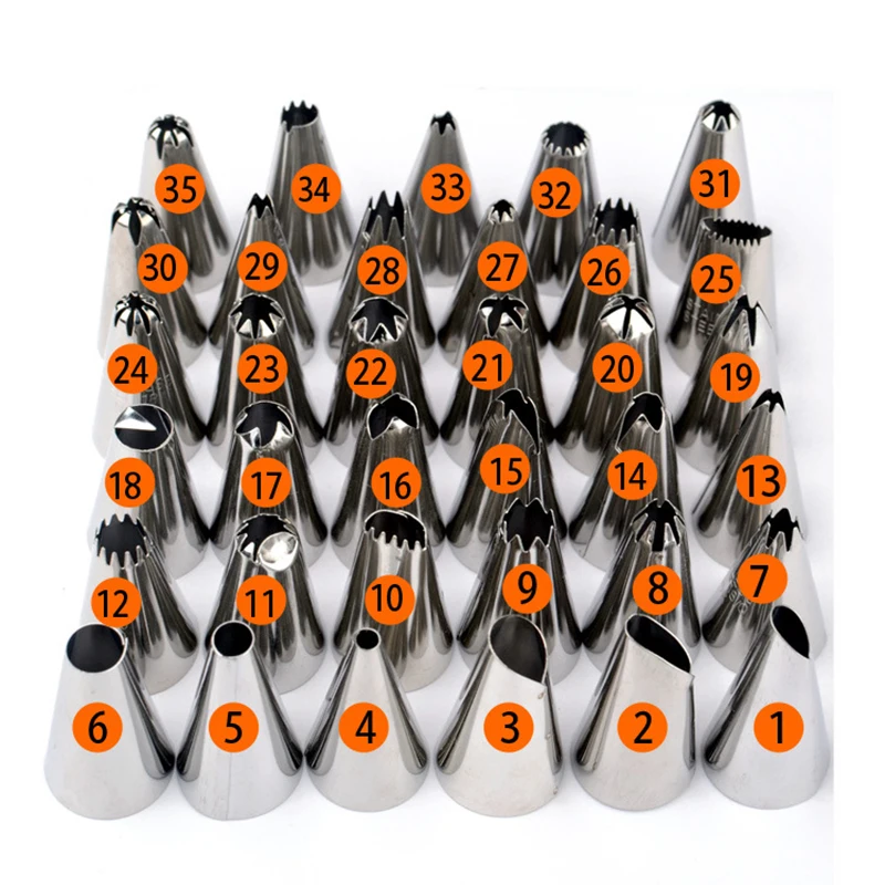 Amy DIY Cake Icing Piping Tip Sets 35pcs Stainless Steel Icing Piping