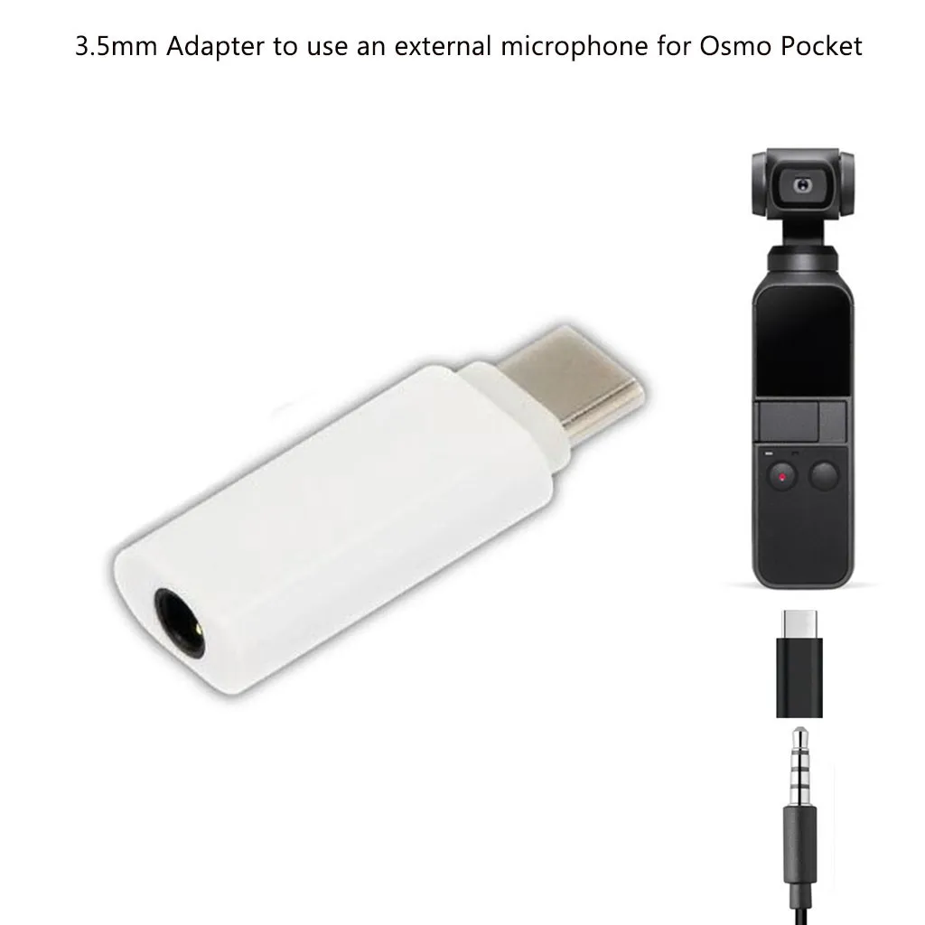 Аудиоадаптер type C USB C до 3,5 мм для внешнего микрофона для Osmo Pocket 12,25