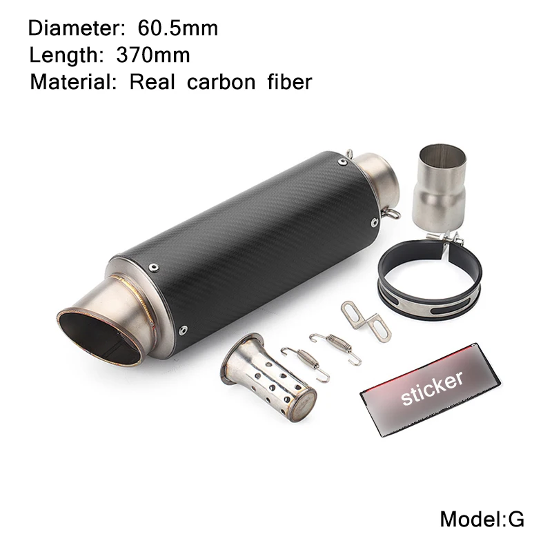 Универсальный глушитель выхлопной трубы из углеродного волокна на 60,5 мм Глушитель для мотоцикла системы - Цвет: G