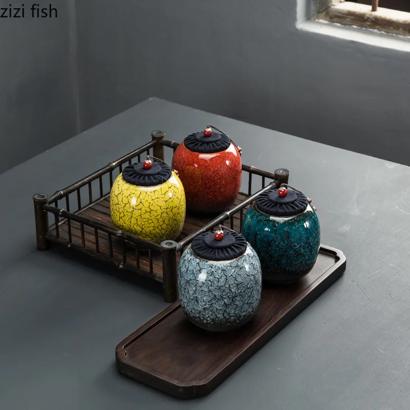 

Tea can ceramics Marble Sealed jar Pu'er tea Storage tank cork Kitchen storage tank Home Decorations porcelain tea caddy