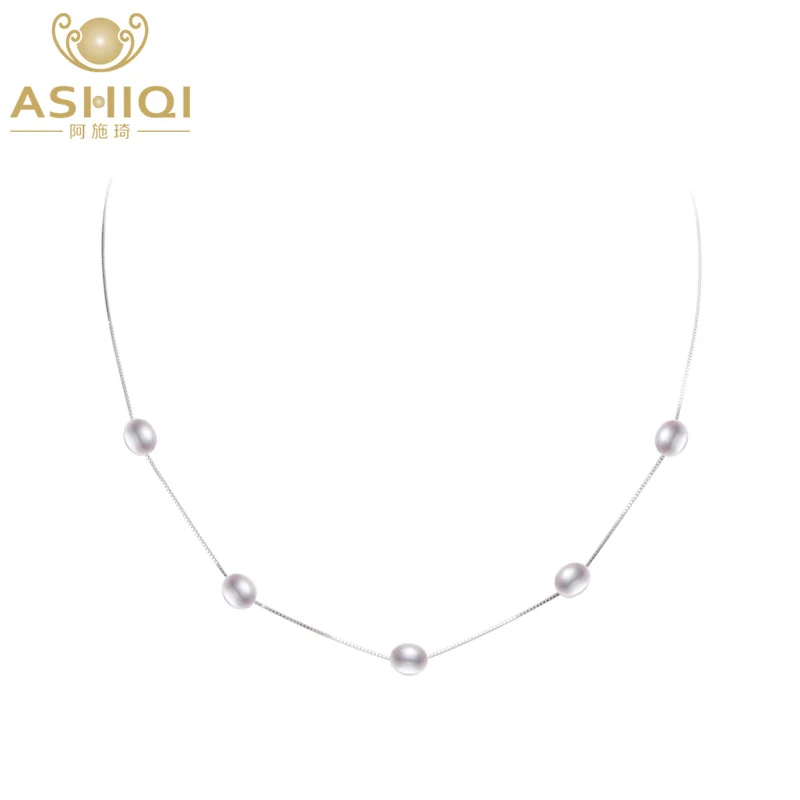 Ashiqi Real Natural Freshwater Pearl Necklace Pendant For Women With 925 Sterling Silver Chain Fashion Jewelry huismerk kopen in de aanbieding Ashiqi Real Natural Freshwater Pearl Necklace Pendant For Women With 925 Sterling Silver Chain Fashion Jewelry huismerk kopen in de aanbieding