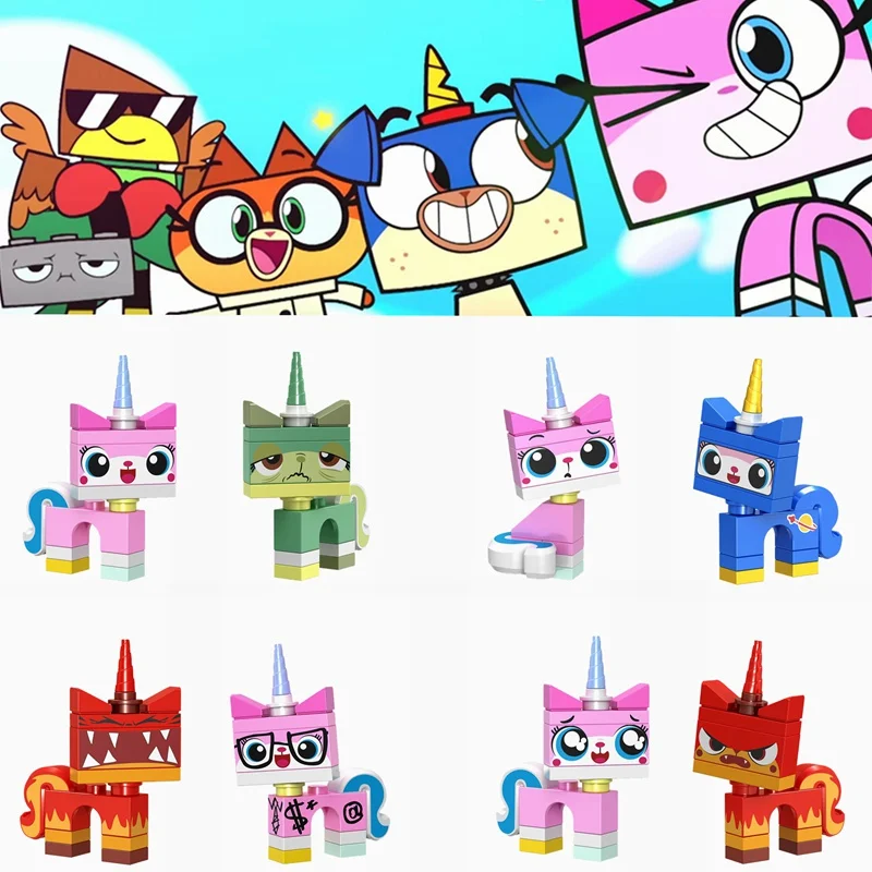 

In Stock Locking Friends Cartoon Cute Unikitty Figures Locking Princess Building Blocks Toys for Children Legoings Girls Friends