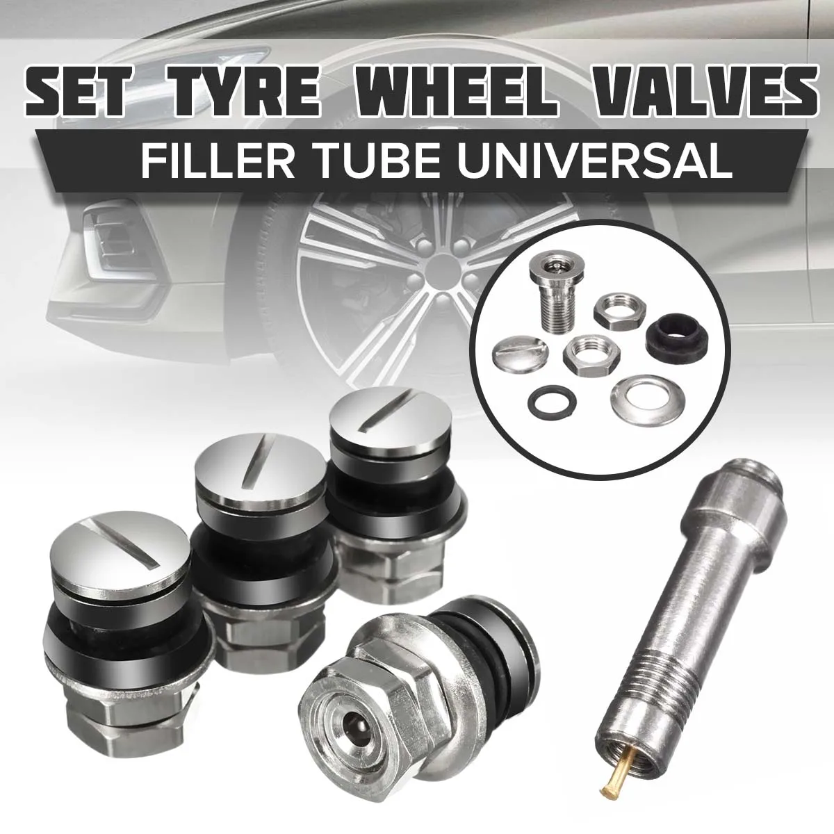 4 pcs/ensemble Universel Chrome Furtif encastré De Roue De Voiture Tire Valve de Pneu Tiges Tube Cap ► Photo 1/6
