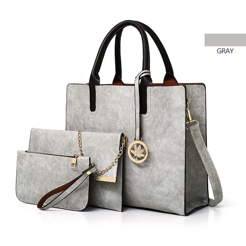

High Capacity,Simple and Fashion One-Shoulder Rectangular Messenger Totes,Three-piece Lady Composite Bag for Women