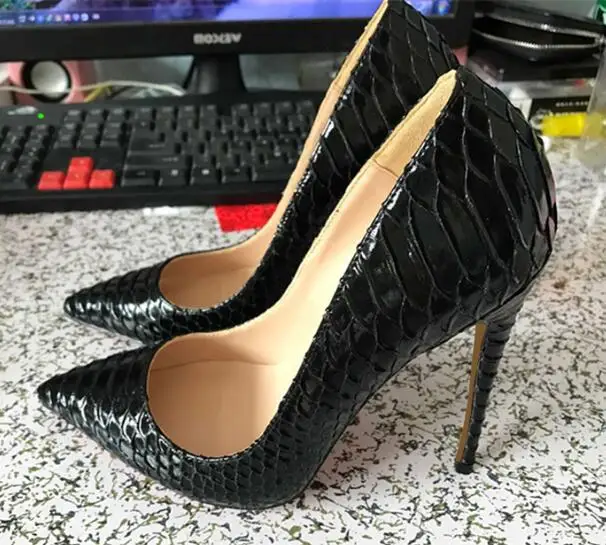 

2019 NEW ARRIVE Women Shoes Blue Snake Skin Printed Sexy Stilettos High Heels 12cm/10cm/8cm Pointed Toe Women Pumps