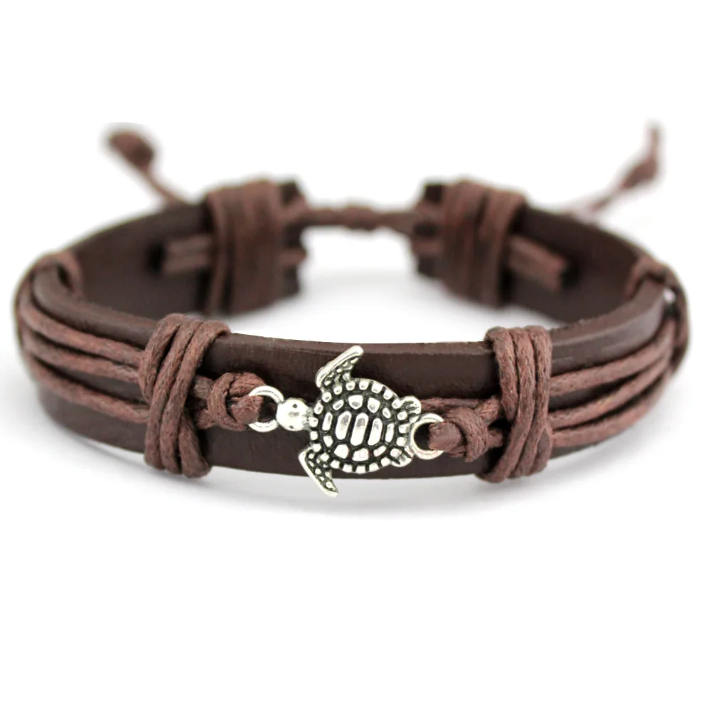 Turtle Tortoise Bee Honeybee Charm Leather Bracelets Women Men Unisex Jewelry Christmas Gift leather bracelets