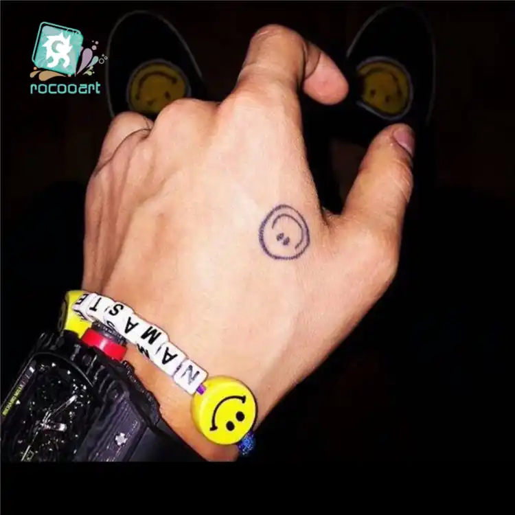 Petit Tatouage Temporaire Noir Pour Filles 25 Differentes Autocollant De Tatouage Classique Visage Souriant Art Corporel Cage D Oiseau Tatouage De Main Pour Hommes Aliexpress