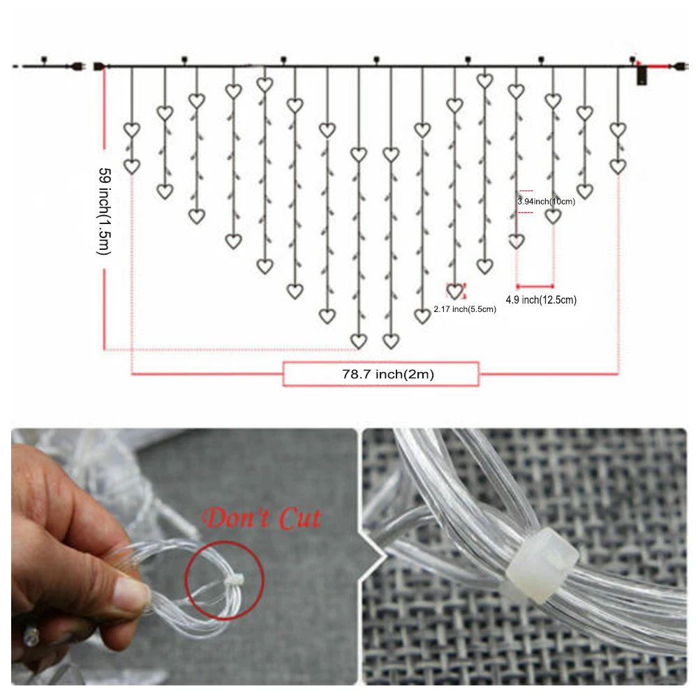 В форме сердца 128 светодиодный окна Шторы светильник s с 8-ю разъемами светильник ing режимов светодиодный Водопад светильник для Спальня сад вечерние Свадебные украшения