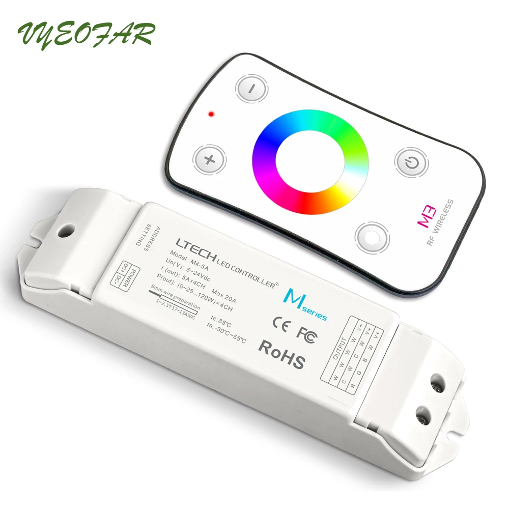 

Ltech Led RGB Controller 12V 24V RF Remote Wireless Control 6A*3CH Led 5050 3528 RGB Strip Strip Ribbon Touch Panel Controller