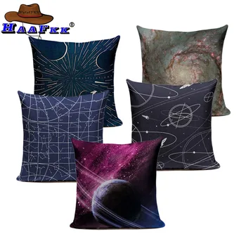 

3D Print Cushion Cover Space Nebula Pattern Planet Cotton Linen Throw Pillow Home Decorative Cotton Linen Square Printing Cojine