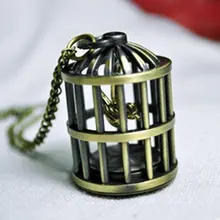 4007) 12 шт/лот Винтажный стиль стимпанк клетка карманные часы ожерелье кулон