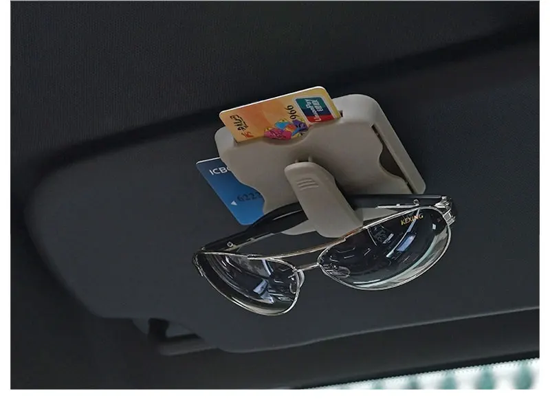 Car Sunglasses Holder Sun Visor Clips Card Organizer Bags Sun Glasses Case Box Stowing Tidying Storage Interior Car Accessories (5)