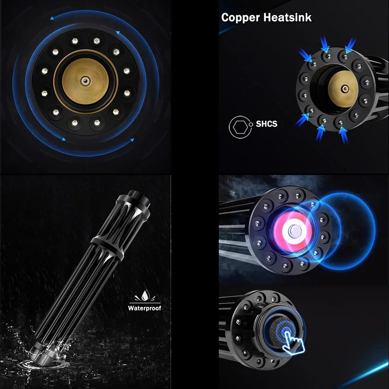 CWLASER реальная мощность 1500 МВт-5000 МВт военная форма Гатлинга 450 нм синяя горящая лазерная указка с Чехол Набор(3 цвета