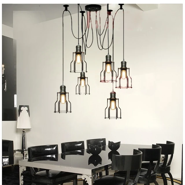 6 Lights Loft Vintage Spider Arms Pendant Light Dining 6 Lights Loft Vintage Spider Arms Pendant Light Dining Room Hanging Fixture Kitchen Suspension