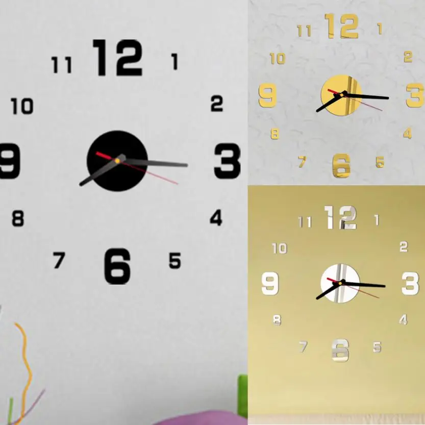 Новые Настенные часы 3d акриловые зеркальные часы наклейки DIY самоклеющиеся интерьерные настенные креативные декоративные часы кварцевые круглые иглы# M