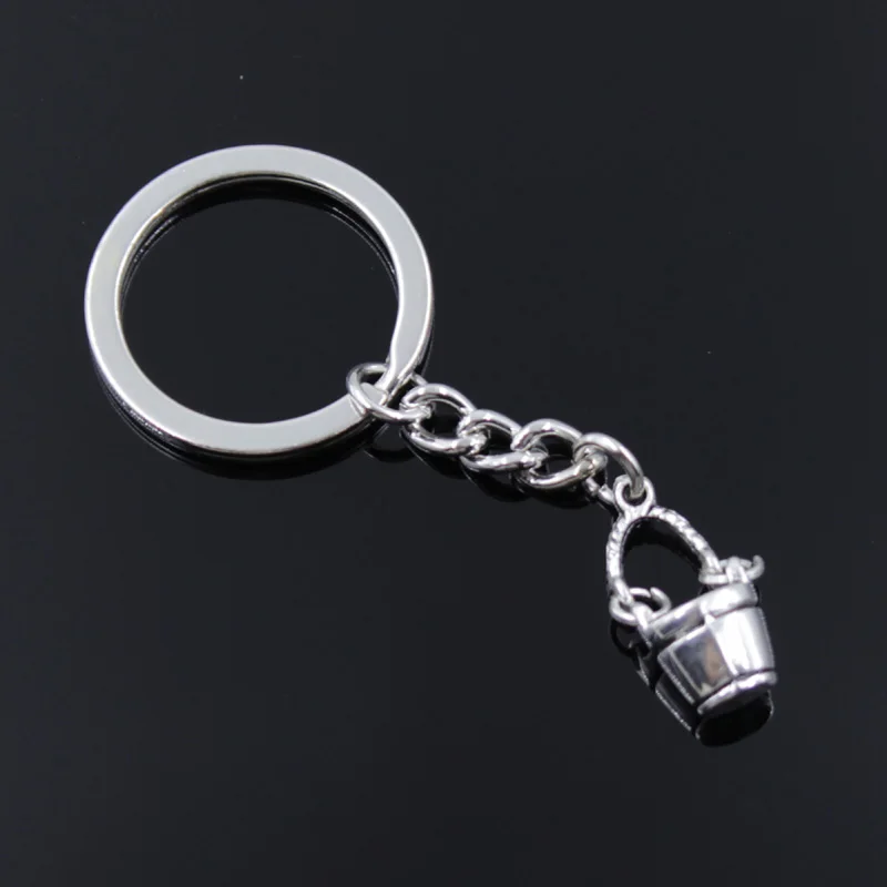 

new fashion men 30mm keychain DIY metal holder chain vintage double sided bucket 24x12x7mm silver pendant car Keychain Gift
