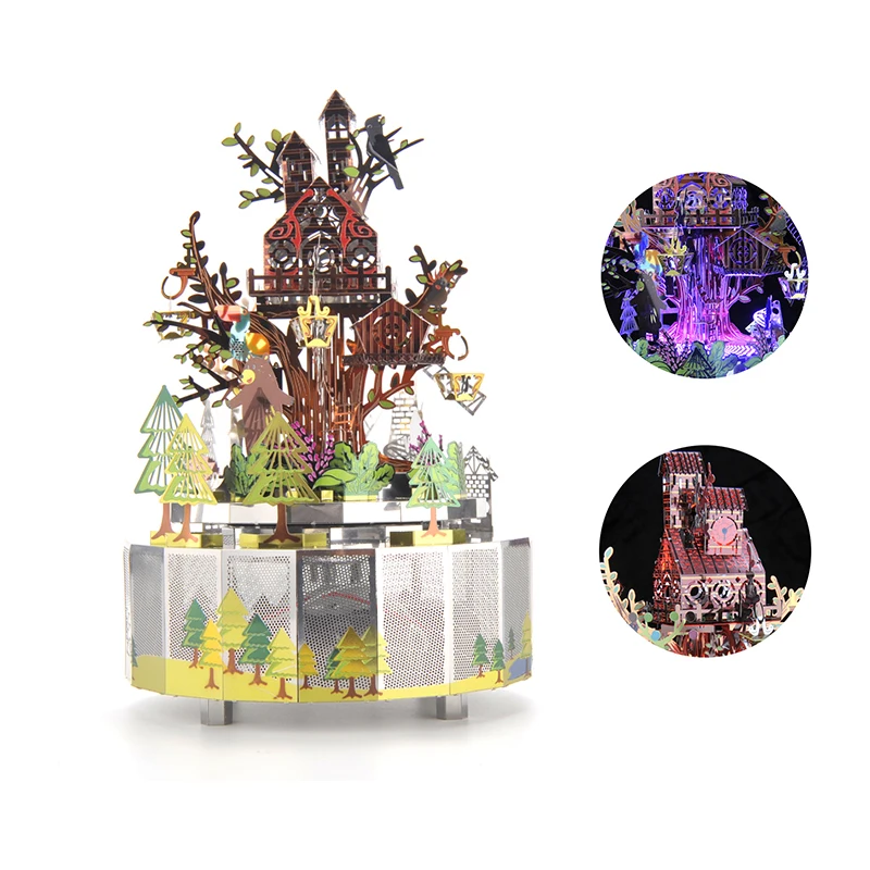

Forest Frenzy Music Boxes DIY Metal Music Box with Music Light Rotation Home Decor Birthday Gift Present For Children Girlfriend