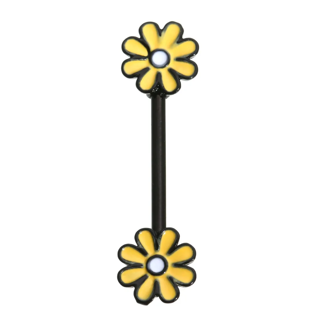 New Design Surgical Steel Bar Barbell Flower Nipple Ring Body Piercing Jewelry For Women Girl Shellhard Charming nipple piercing