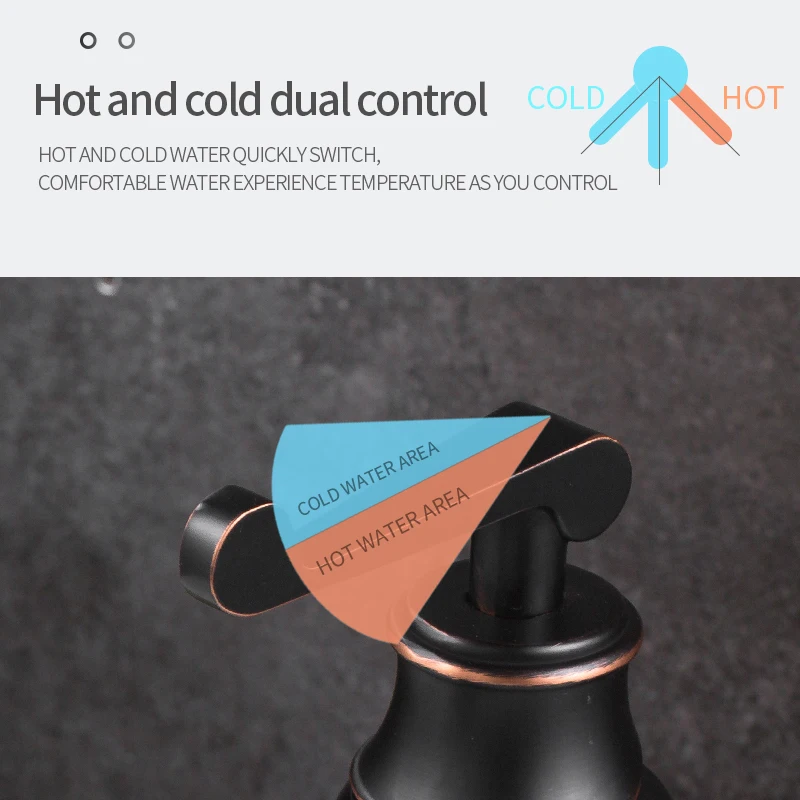 GEYO Antique Black Kitchen Copper Bathroom Faucets Basin Faucets Brass OilRubbed Bronze Faucet Bathroom Shower Hot Cold MixerTap