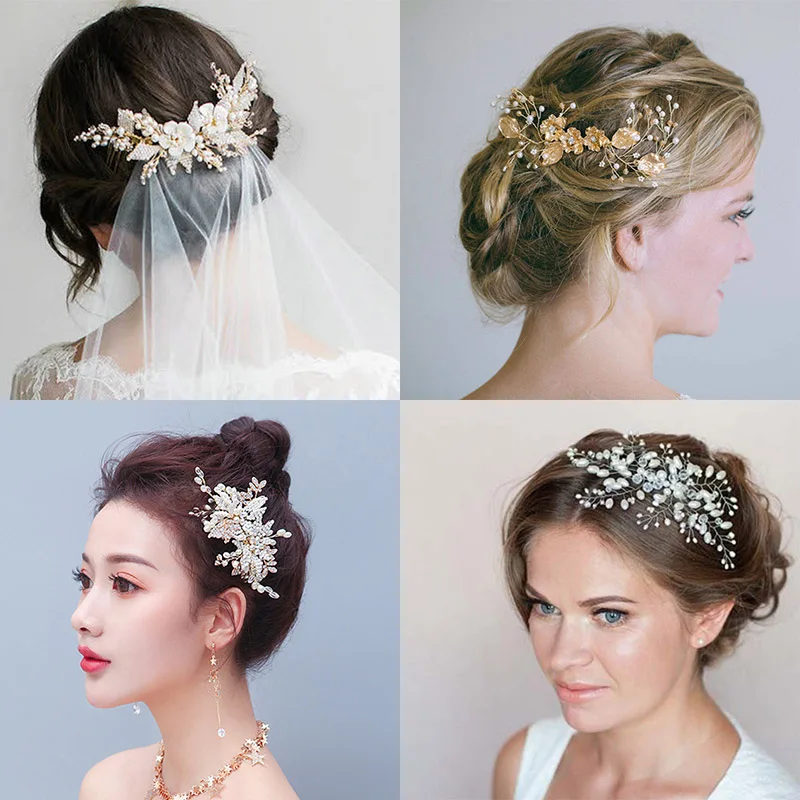 Luxury Vintage Bride Hair Accessories Handmade Pearl Wedding Jewelry Comb NIUS 