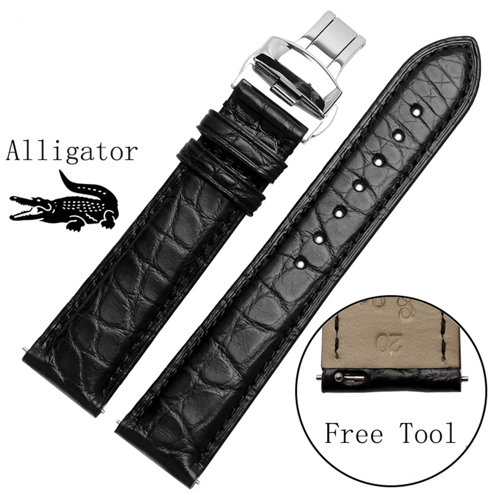 

Smart Watchband For Pebble Time steel/Smart Watch Quality Alligator Leather Watch band 22mm Mens Black Watch accessories