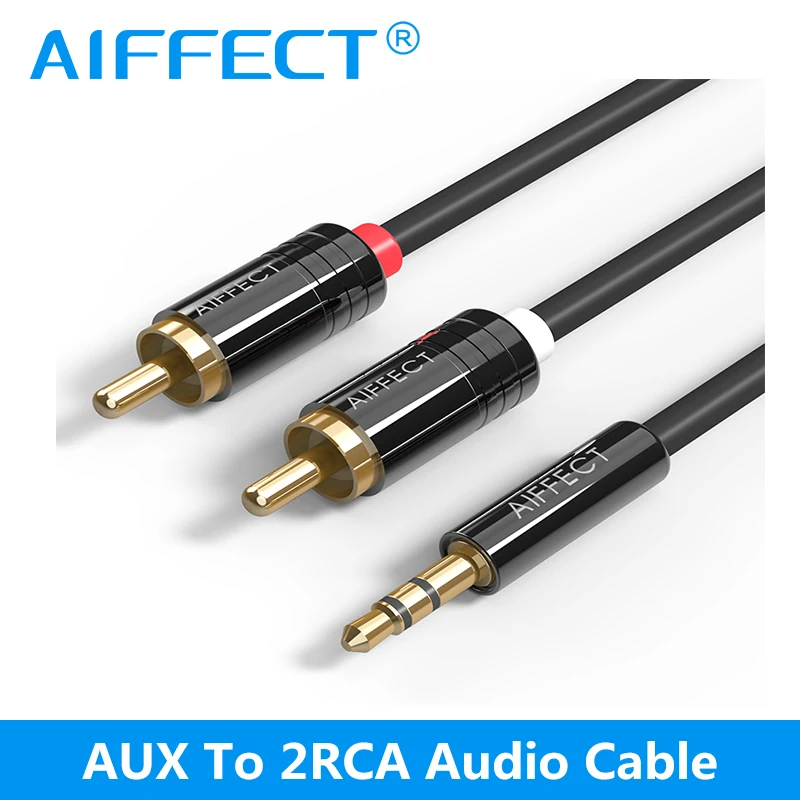 AIFFECT 2RCA to 3.5mm Male aux Cable Gold Plated 3.5 Jack RCA Audio Cables Headphone aux Jack Splitter For Theater iPhone