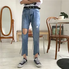 Летние новые женские джинсы с высокой талией женские рваные джинсы для женщин шаровары Джинсы бойфренда для женщин