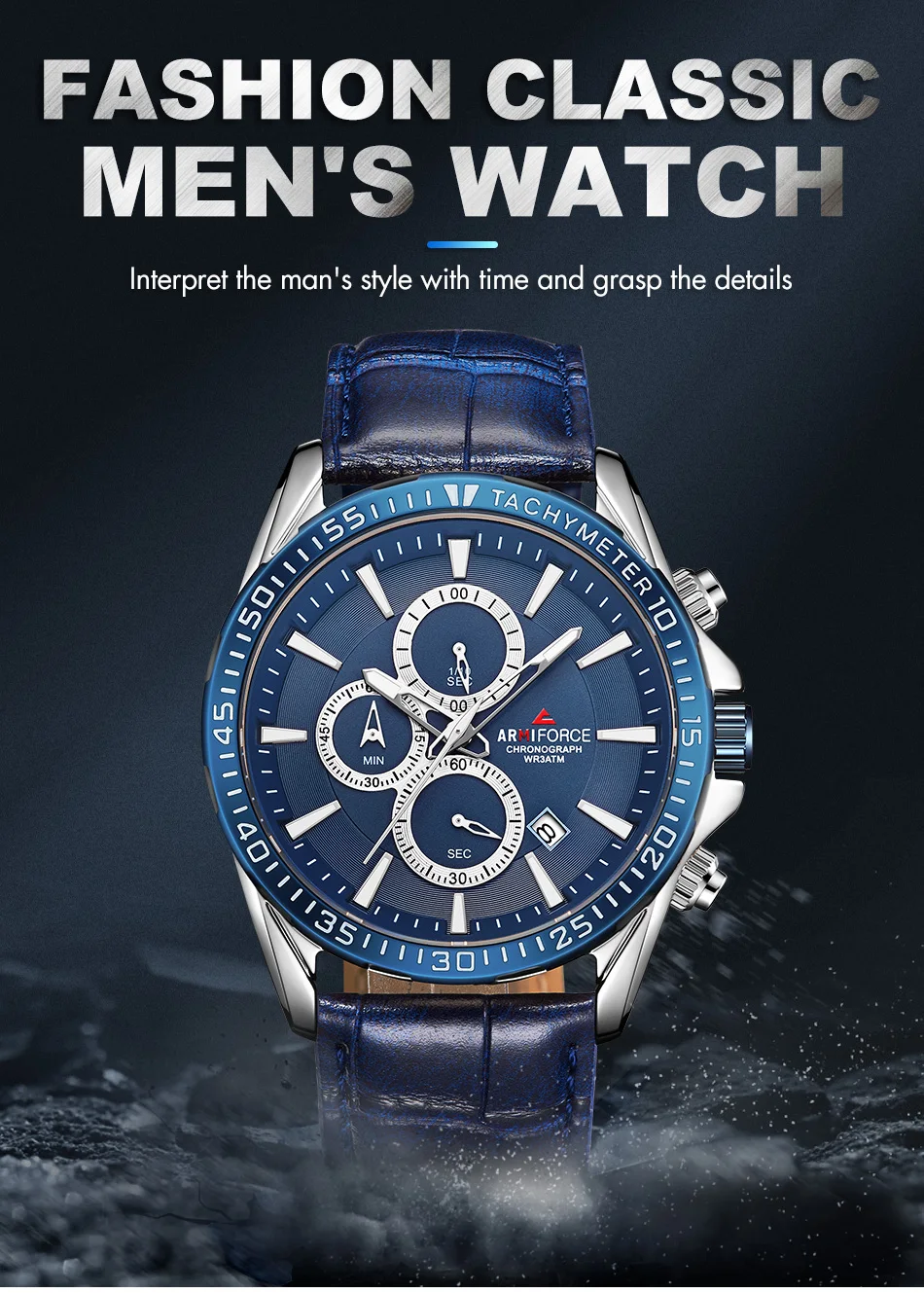 ARMIFORCE Лидирующий бренд Мужские часы кожаные спортивные наручные часы кварцевые мужские часы Мужские Дата водонепроницаемые мужские часы s Relogio Masculino