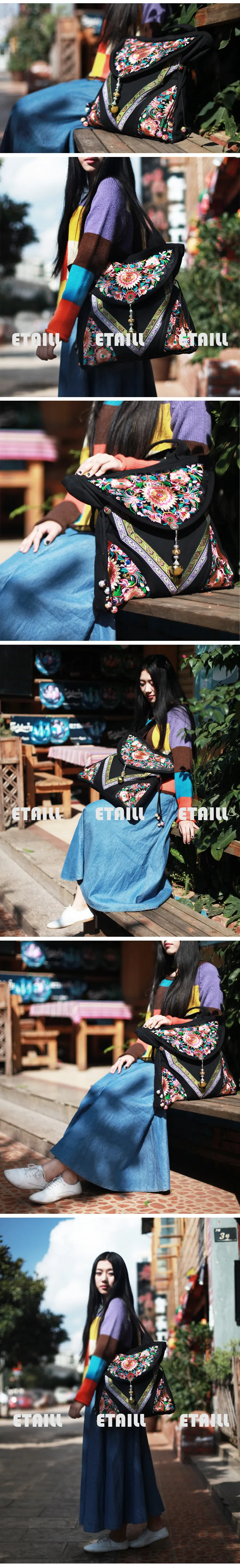 national trend embroidered bags Double faced flower embroidery