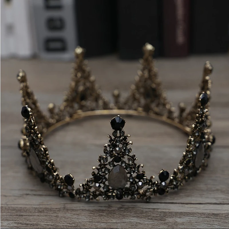 Свадебная тиара роскошная черная круглая корона со стразами Свадебные аксессуары для волос свадебный ужин на день рождения для волос ювелирные изделия Корона