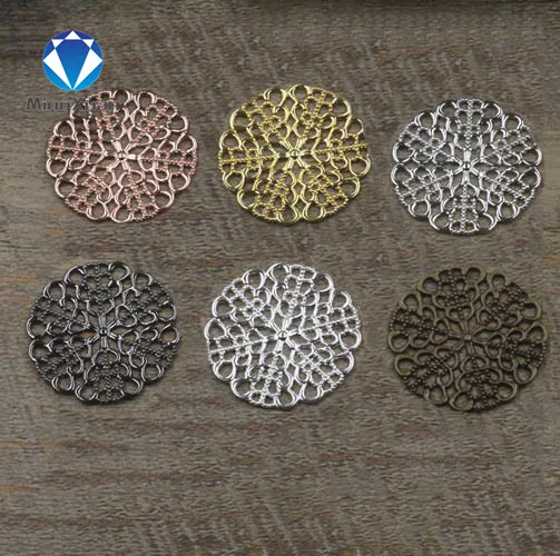 

20pcs 25mm Hollow Round Charms Pendant Flower Motif Charms Jewelry Connector for DIY Bracelet Necklace Jewelry Findings Making