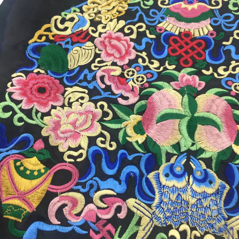 26 см синяя рыба персик цветок вышитые круглой формы нашивки одежды дизайнерские материалы швейная ткань Мяо патч