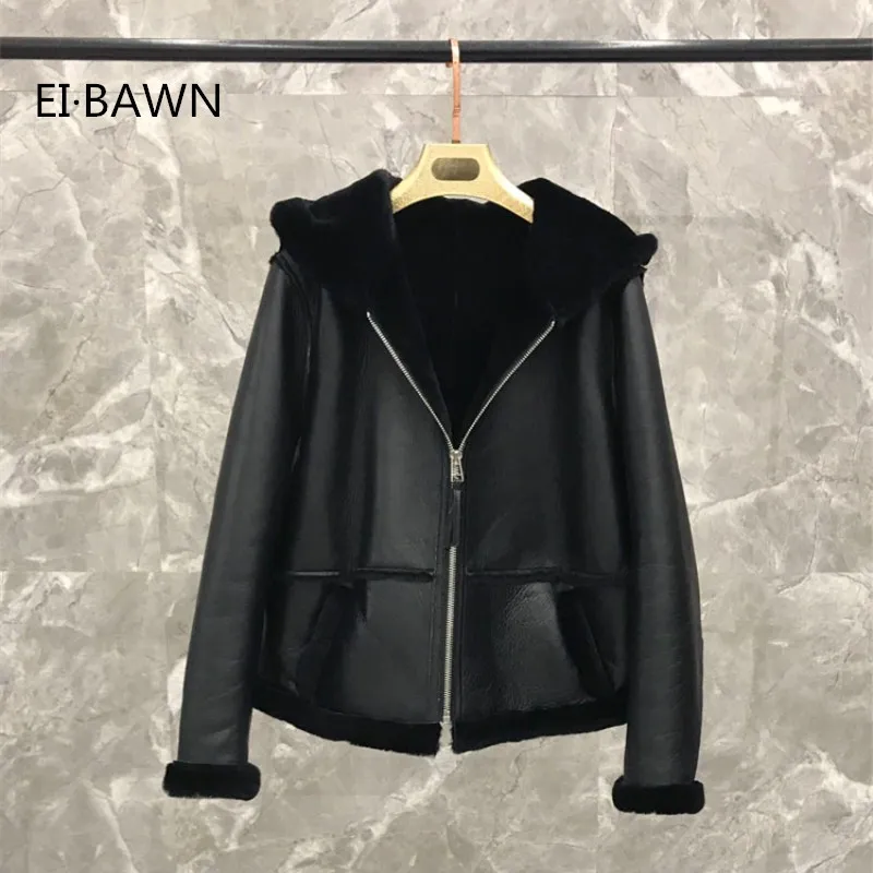 

Fur Coat Female Sheep Skin Leather Fur Winter Women Fur Coat 2018 Casual Solid Warm Long Sleeve Fur Zipper Coat Female