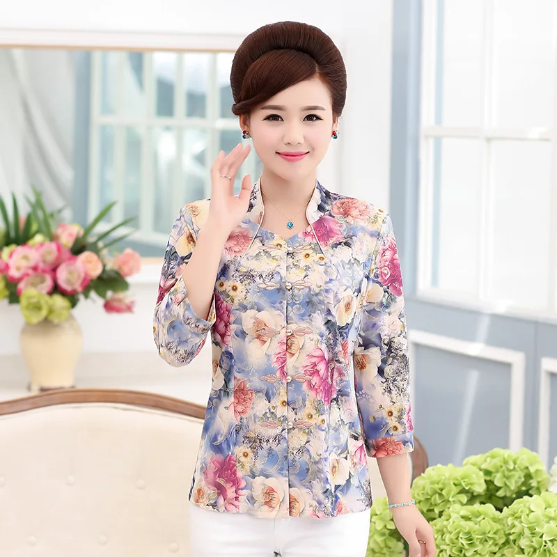 

NIFULLAN Spring Blusas Femininas Summer Mother Clothing Plus Size Women Cardigan Tee Tops Fashion Female Shirts