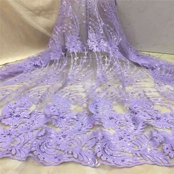 

Madison African Lace Fabric Purple Embroidered Nigerian Laces Fabric Bridal High Quality French Tulle Lace Fabric For Women