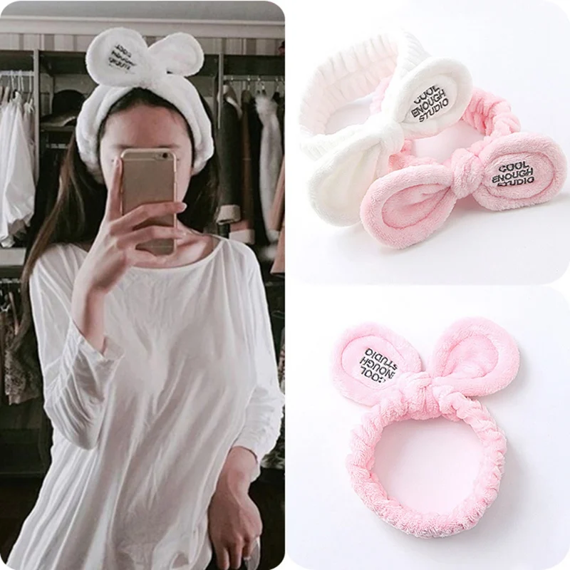 

New Fashion Women Cute Big Ears Comfortable Wash Face Bathe Hair Elastic Headband Girls Hairbands Hair Accessories for Makeup